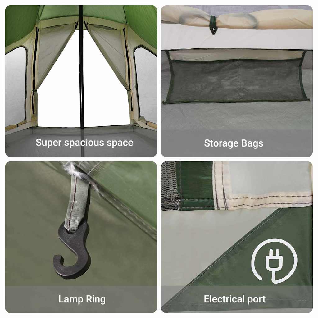 Tipi Tent with Roof Green 404 x 370 x 270 cm Taffeta
