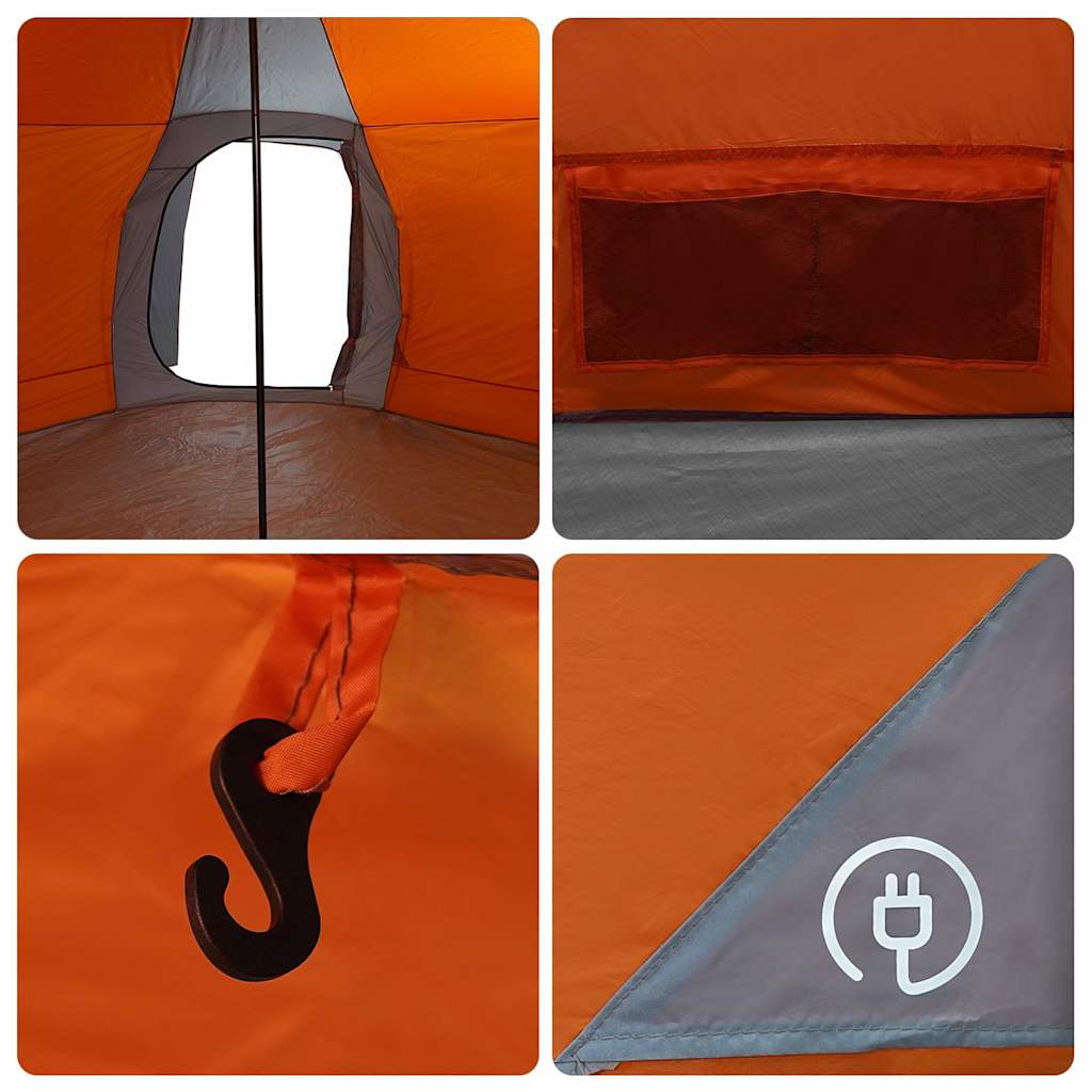 Tipi Tent with Roof Grey and Orange 492 x 492 x 275 cm Taffeta