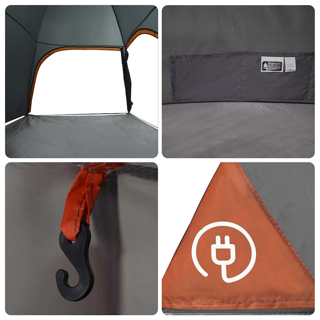 Cabin Tent with Roof Grey and Orange 370 x 230 x 185 cm Taffeta