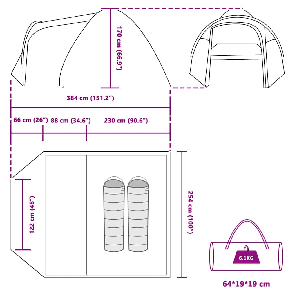 Dome Tent Dome with Roof with Storage Blue 384 x 254 x 170 cm
