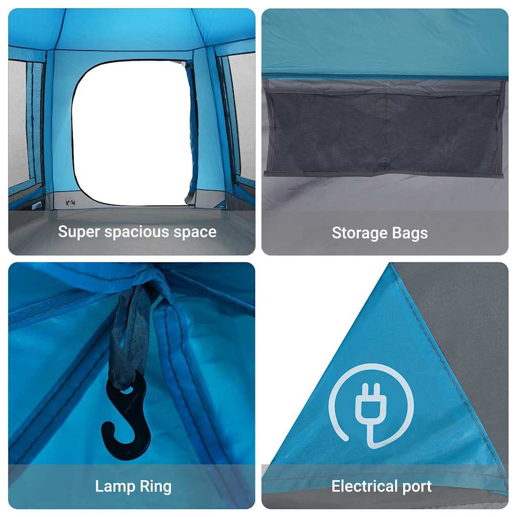 Camping Tent Cabin with Roof Blue 420 x 420 x 227 cm Polyester