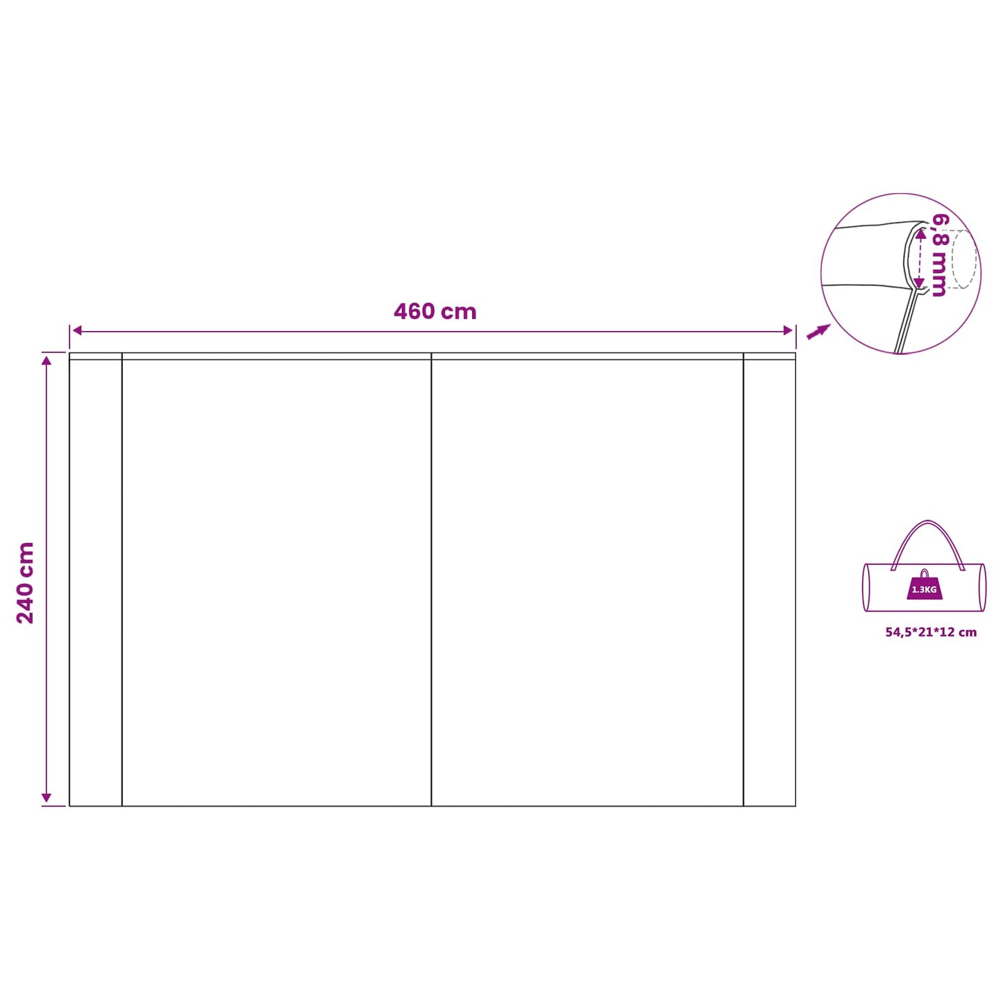 Water Resistant Tarp -Person 240 x 460 cm Waterproof Green