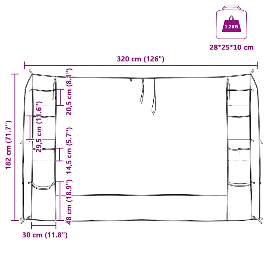 Hanging Tent Organiser Grey and Blue 320 x 182 cm Oxford