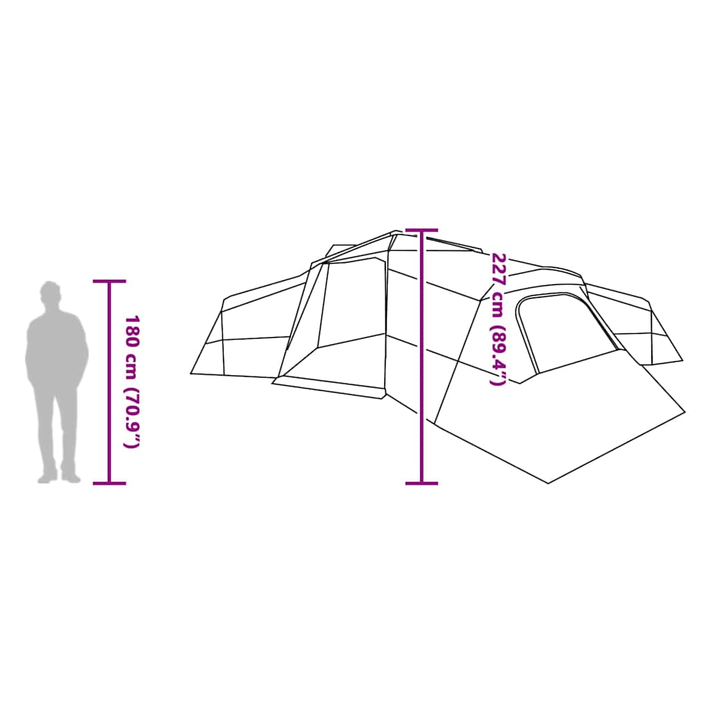Family Tent 16-Person Green Taffeta Waterproof