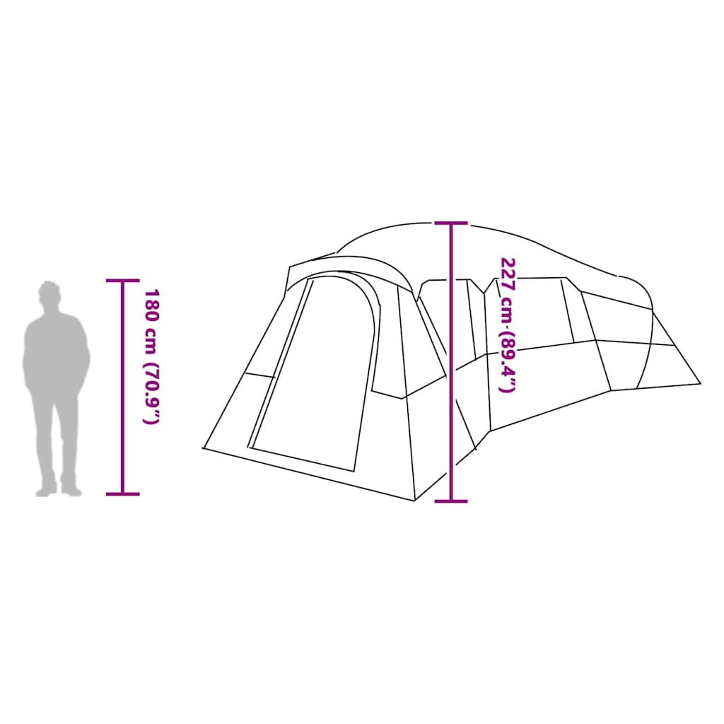 Family Tent 20-Person Grey and Orange Taffeta Waterproof