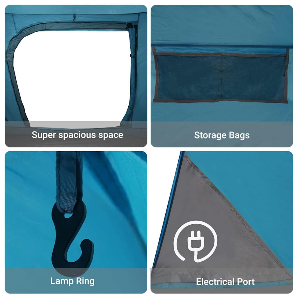 Camping Tent with Roof Blue 282 x 225 x 154 cm Taffeta