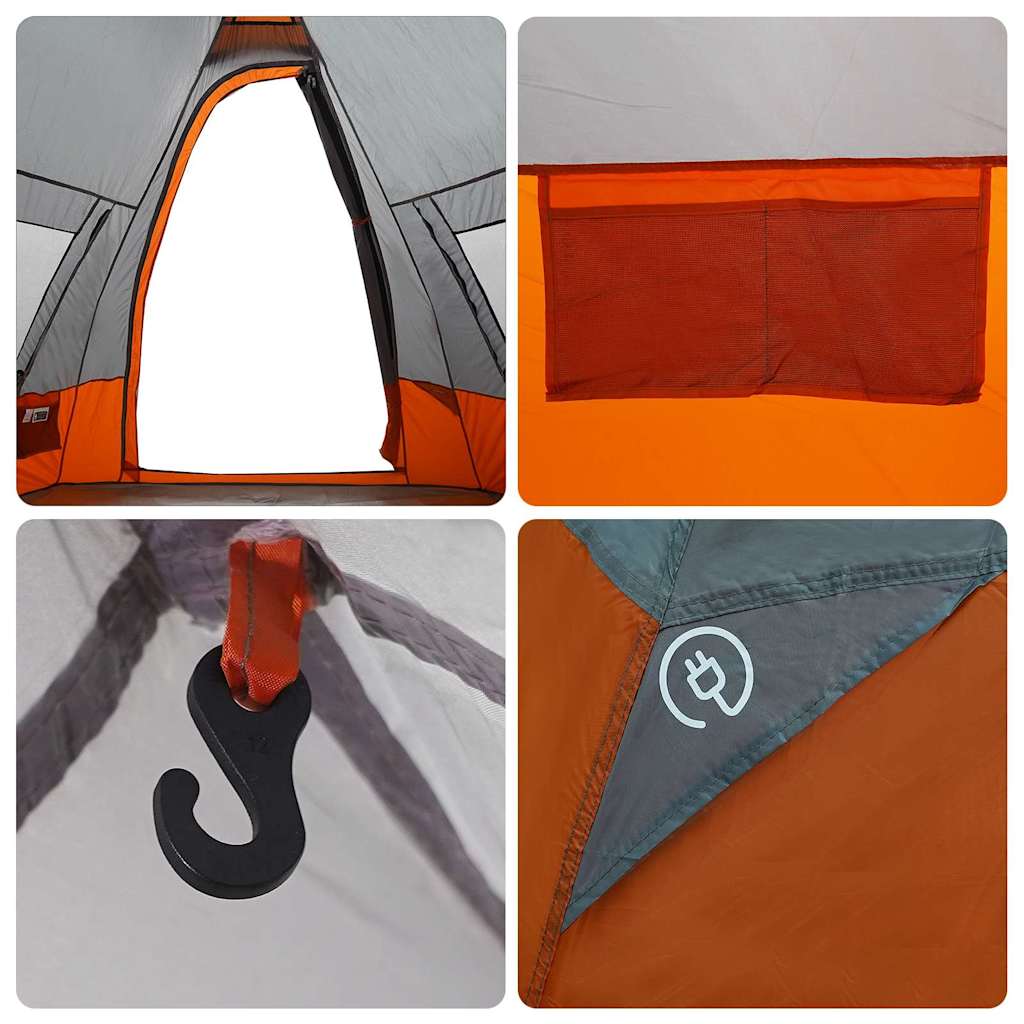 Tipi Tent with Roof Grey and Orange 383 x 338 x 217 cm Taffeta