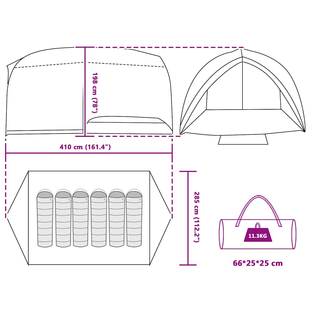 Tunnel tent Grey and Orange 410 x 285 x 198 cm Taffeta