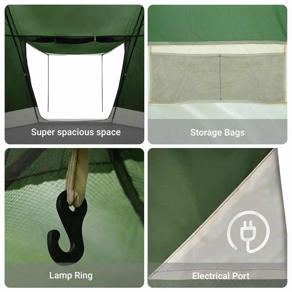 Camping Tent with Roof Green 482 x 360 x 227 cm Taffeta