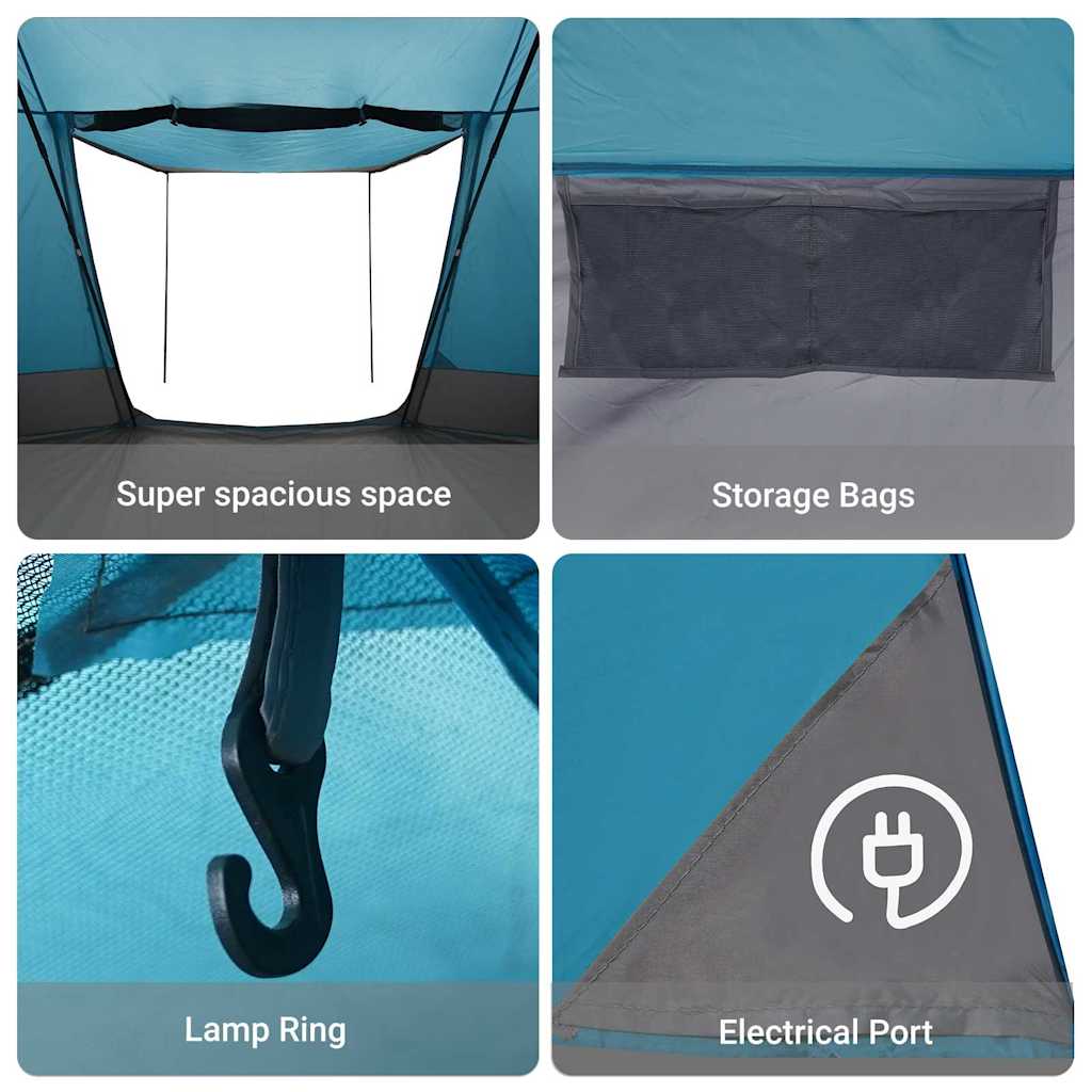 Camping Tent with Roof Blue 482 x 360 x 227 cm Taffeta