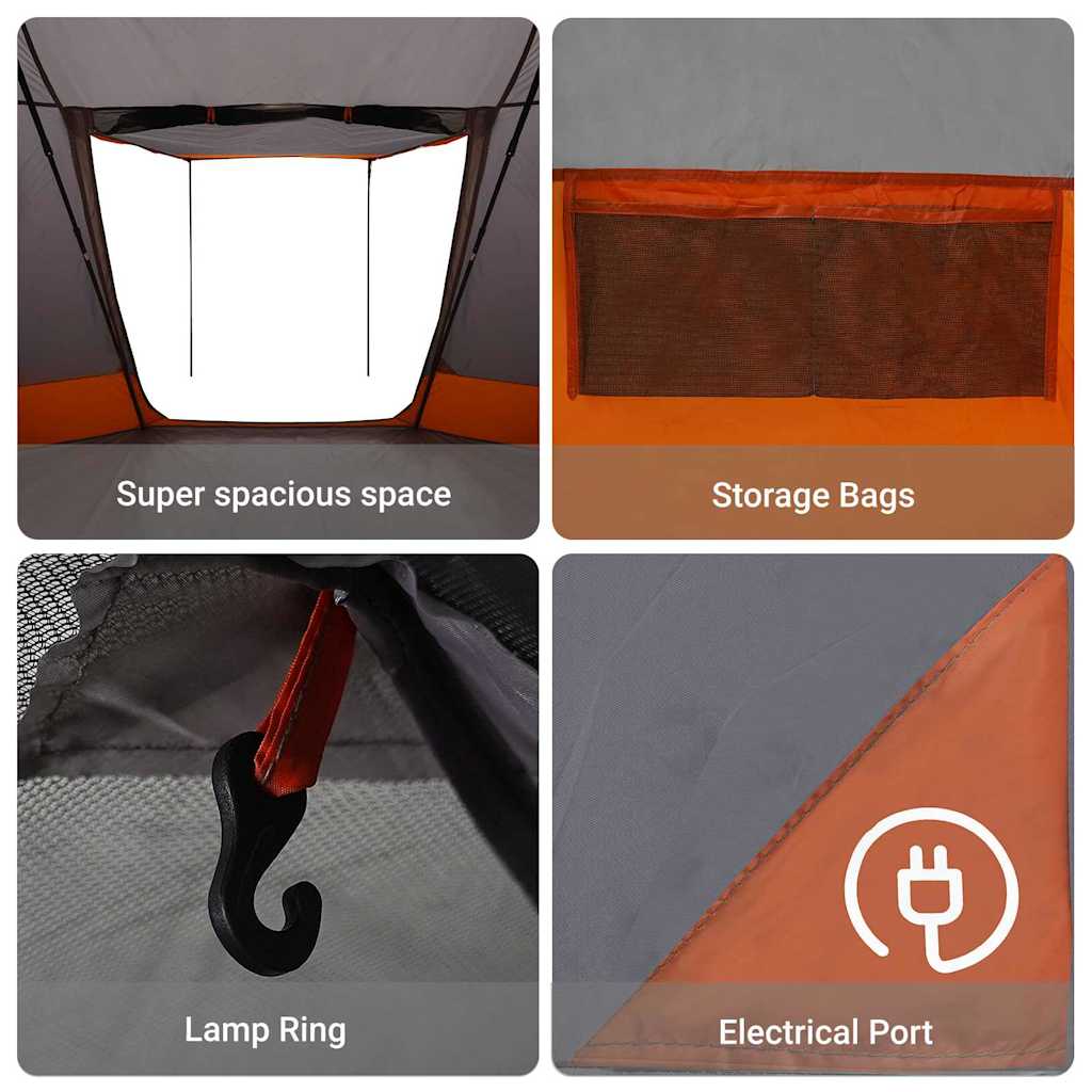 Camping Tent Grey and Orange 482 x 360 x 227 cm Taffeta