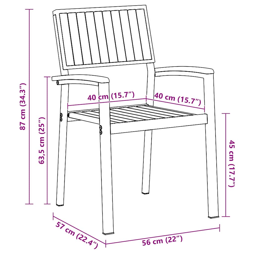 Stacking Chair 4 pcs Brown Solid Acacia Wood Stackable