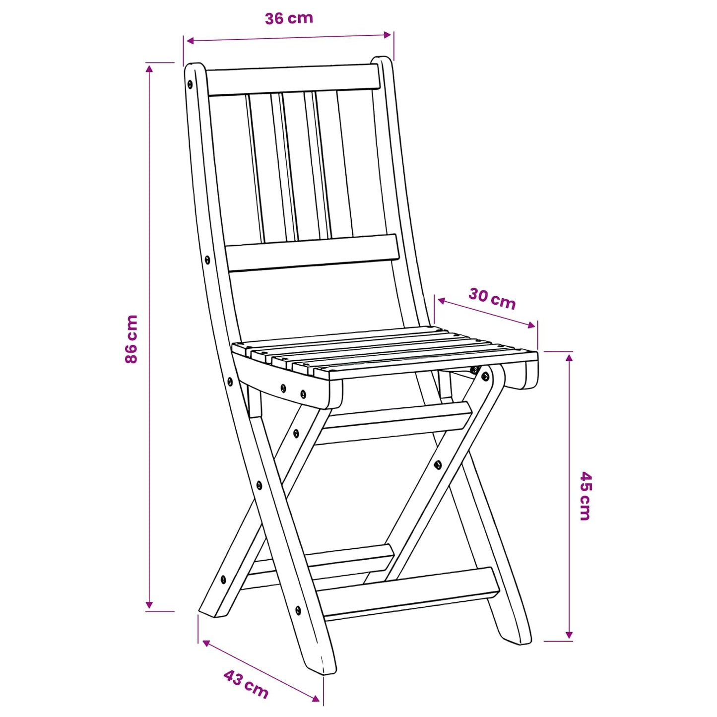Garden Chair with Cushion Folding 2 pcs Solid Acacia Wood
