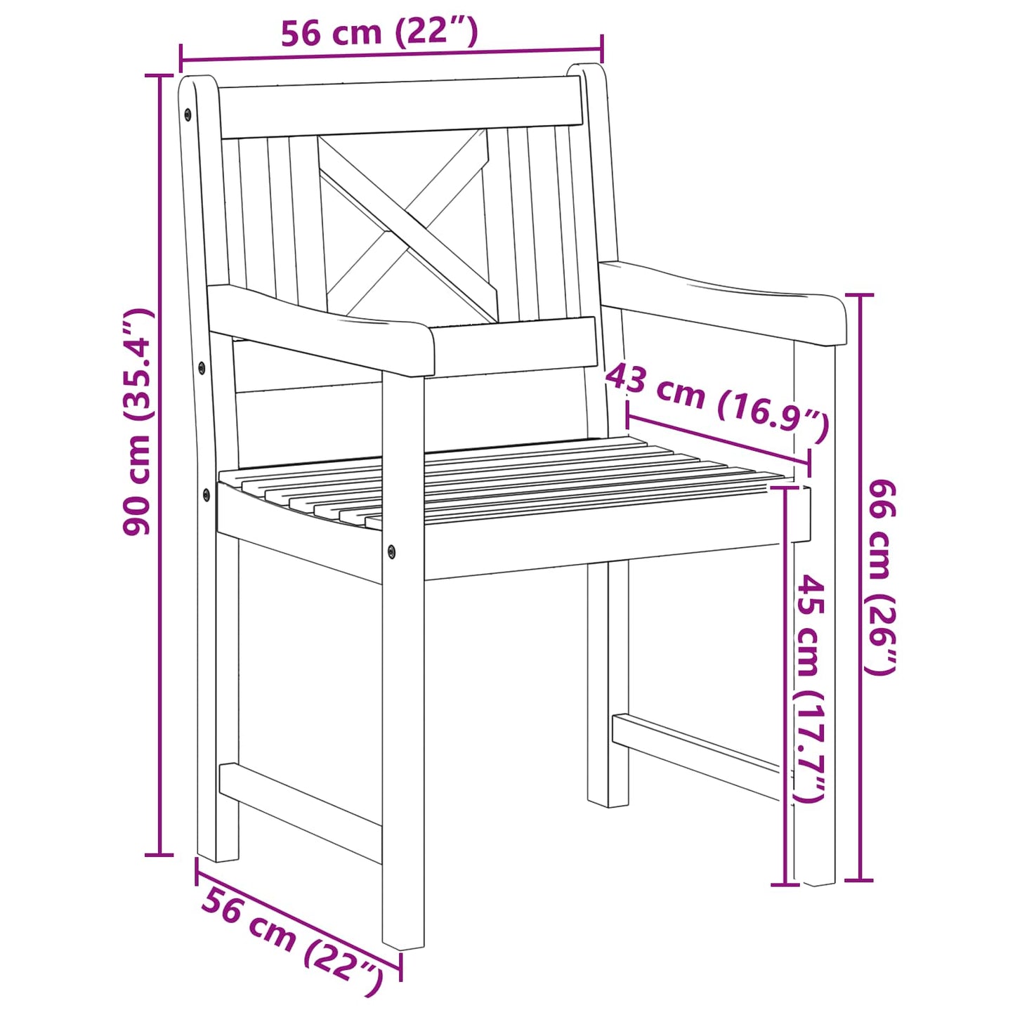 Garden Chairs 2 pcs Natural Solid Acacia Wood