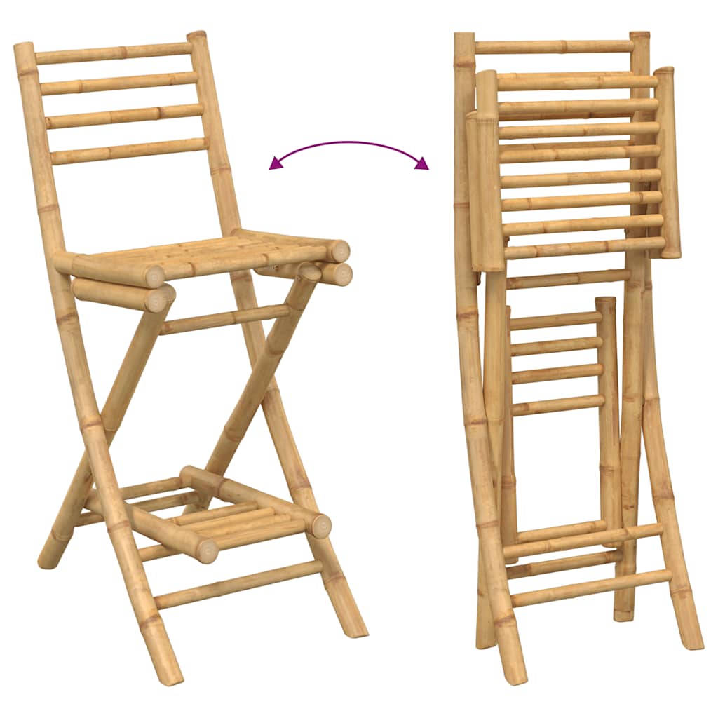 3 Piece Outdoor Bar Set Foldable Bamboo