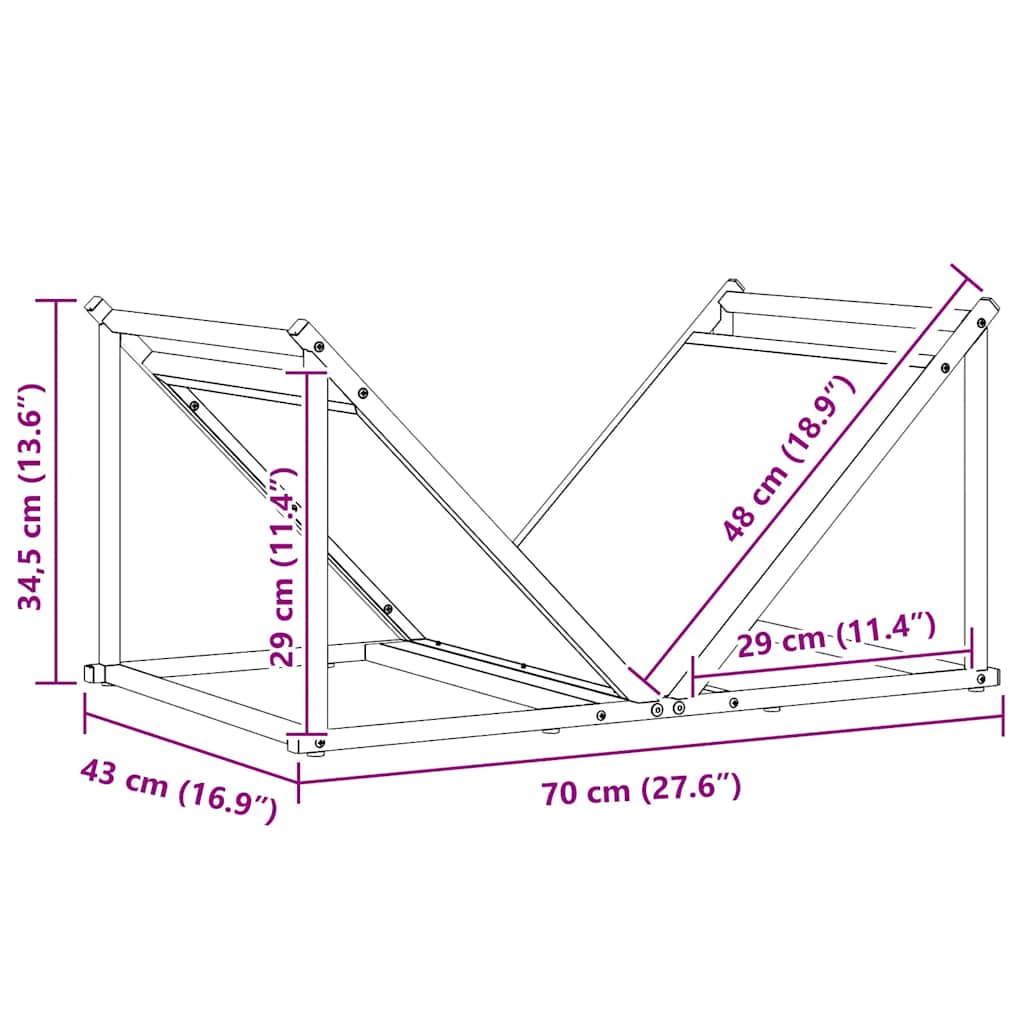 Firewood Rack White 70x43x34,5 cm Cold-rolled steel