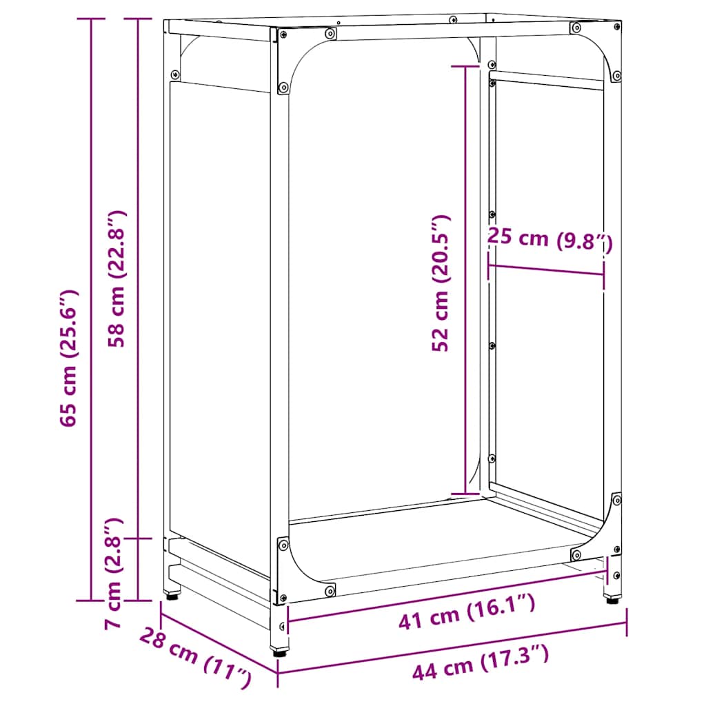 Firewood Rack Anthracite 44x28x65 cm Cold-rolled steel