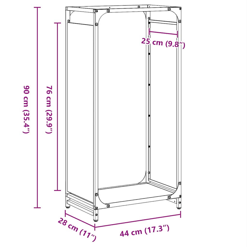 Firewood Rack Anthracite 44x28x90 cm Cold-rolled steel