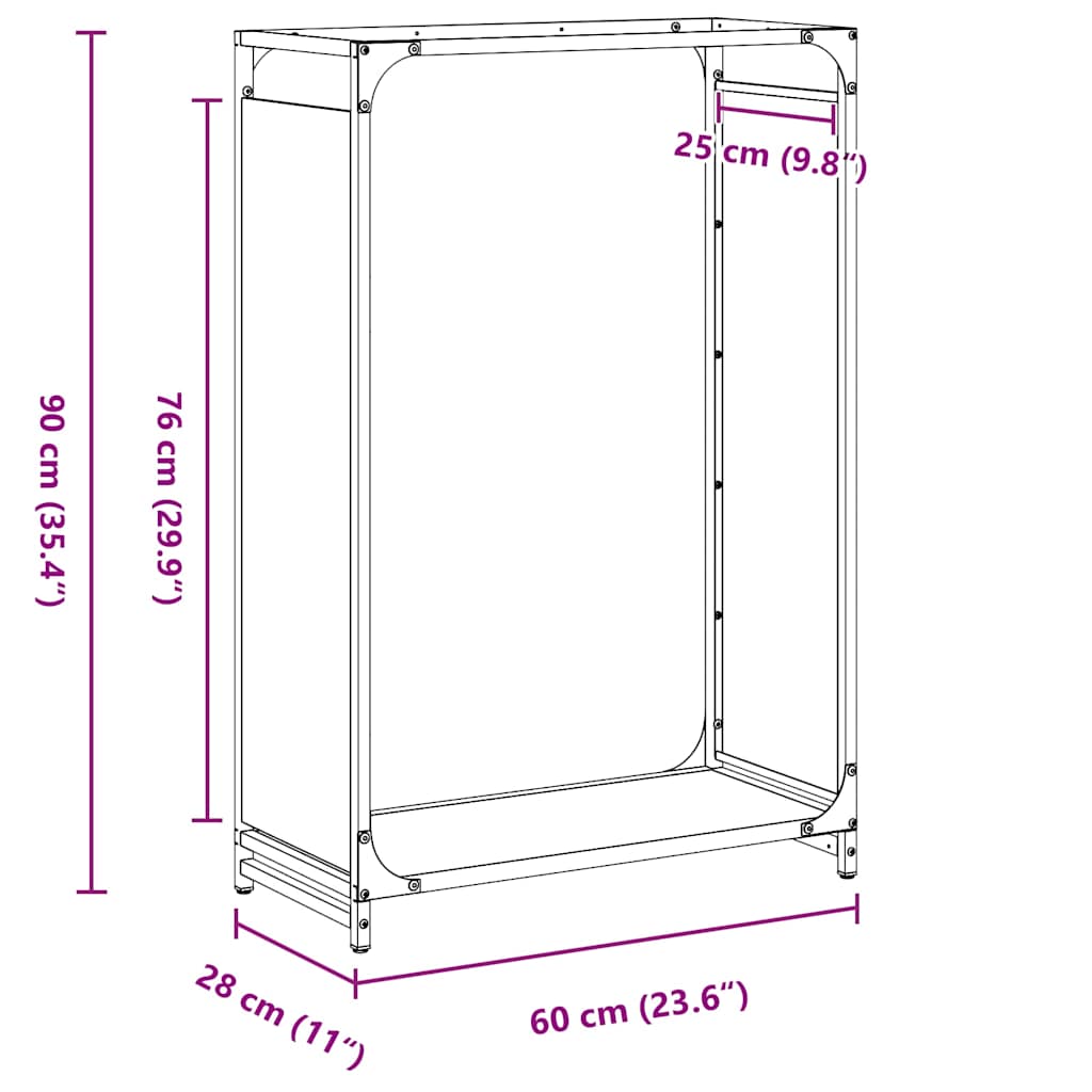 Firewood Rack White 60x28x90 cm Cold-rolled steel