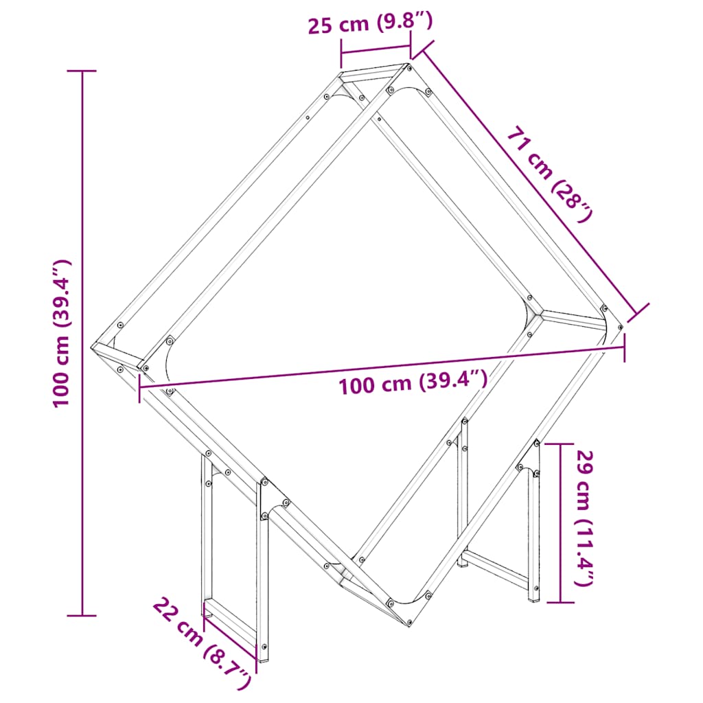 Firewood Rack Anthracite 100x25x100 cm Cold-rolled steel