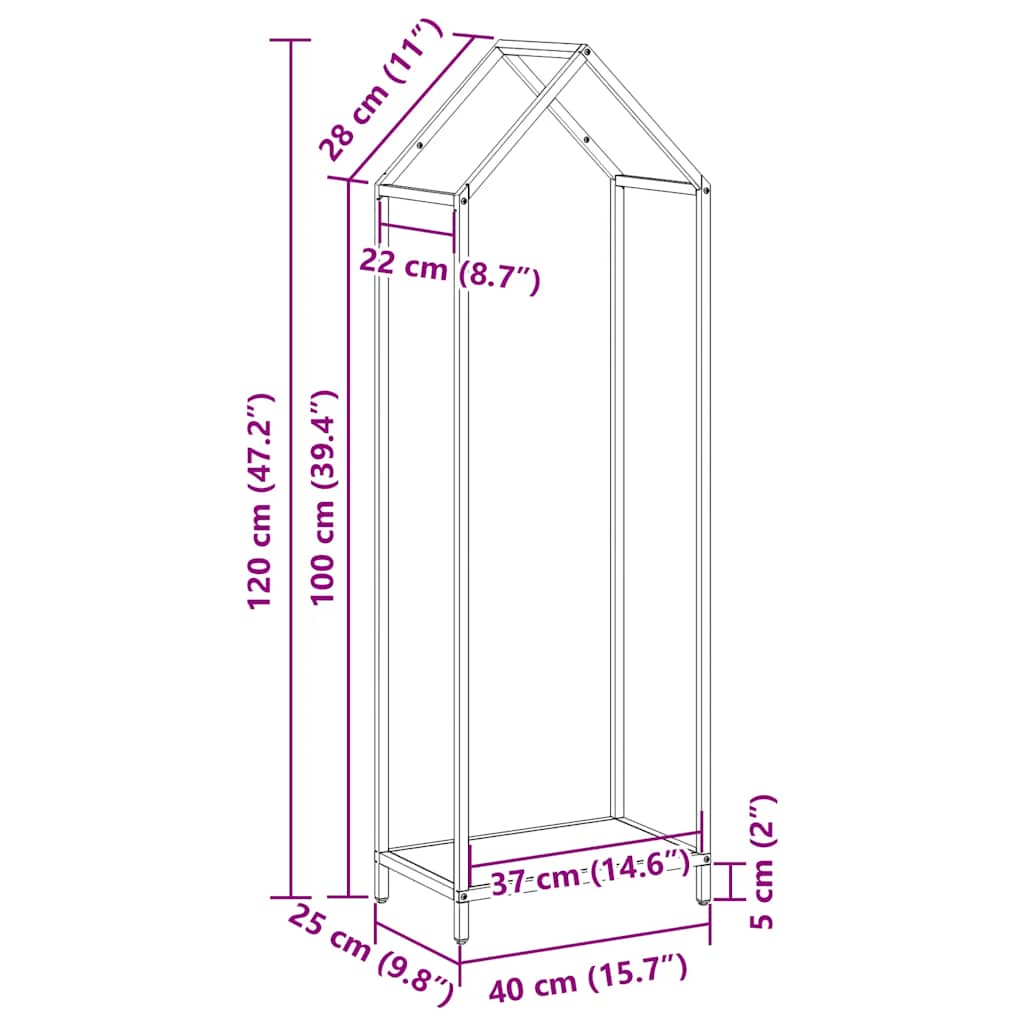 Firewood Rack Anthracite 40x25x120 cm Cold-rolled steel