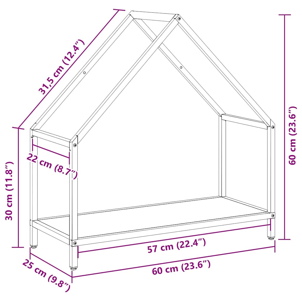 Firewood Rack Black 60x25x60 cm Cold-rolled steel