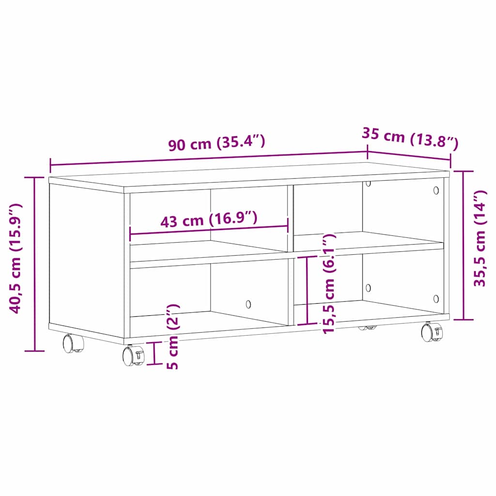 TV Cabinet 90 x 35 x 40.5 cm Black Engineered wood