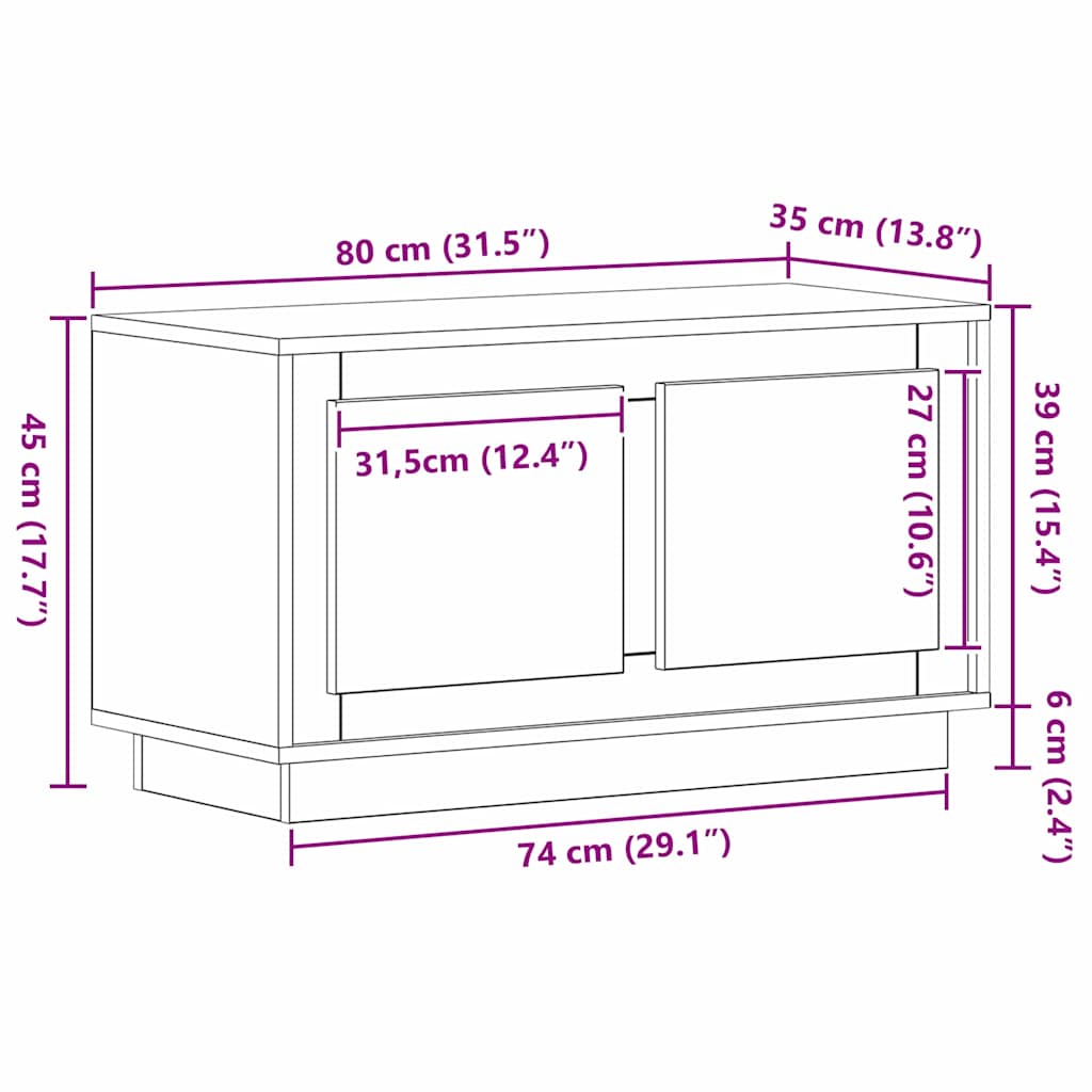 TV Cabinet 80 x 35 x 45 cm Artisan oak Engineered wood
