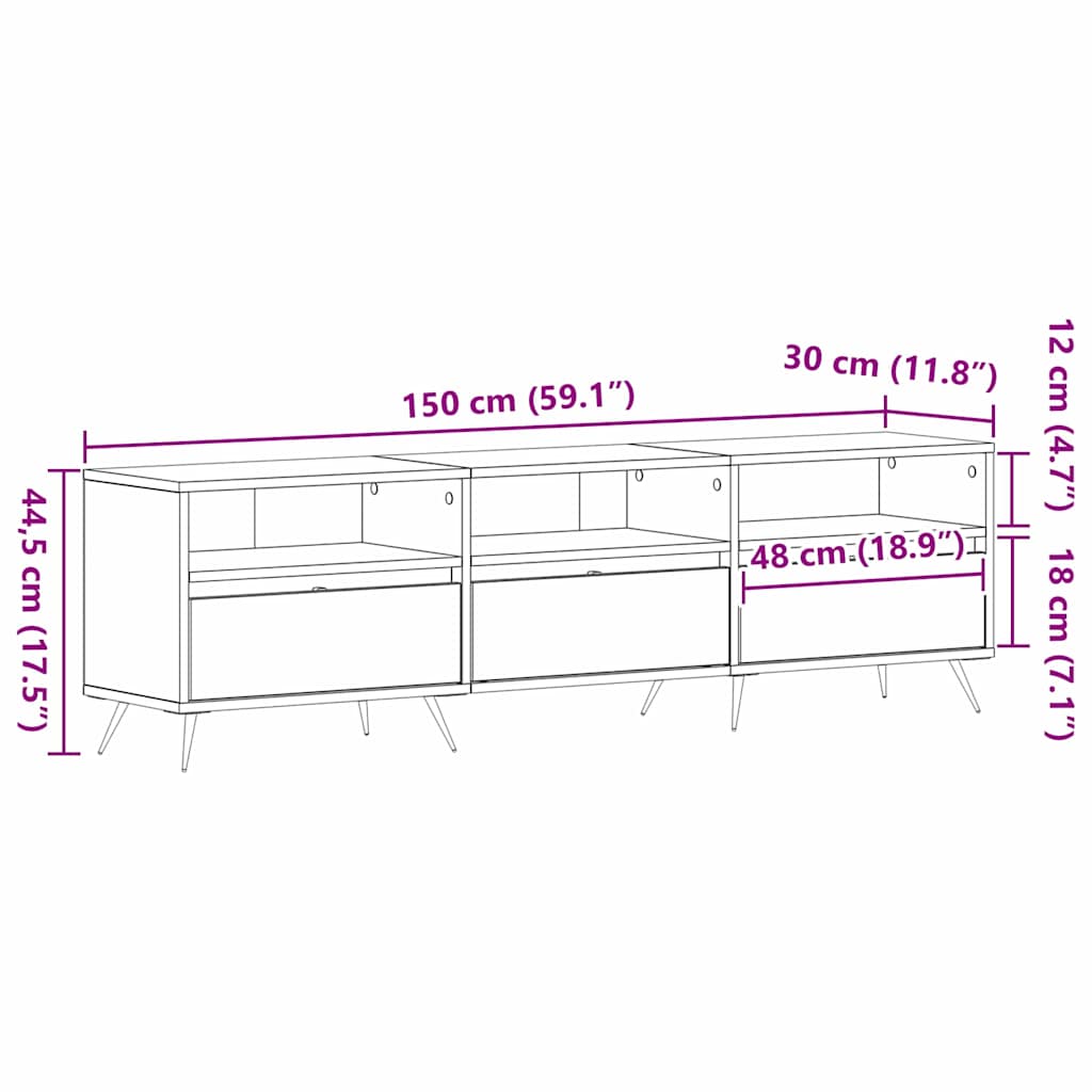 TV Cabinet 150 x 30 x 44.5 cm Artisan oak Engineered wood