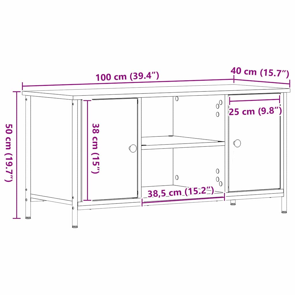TV Cabinet 100 x 40 x 50 cm Black oak Engineered wood