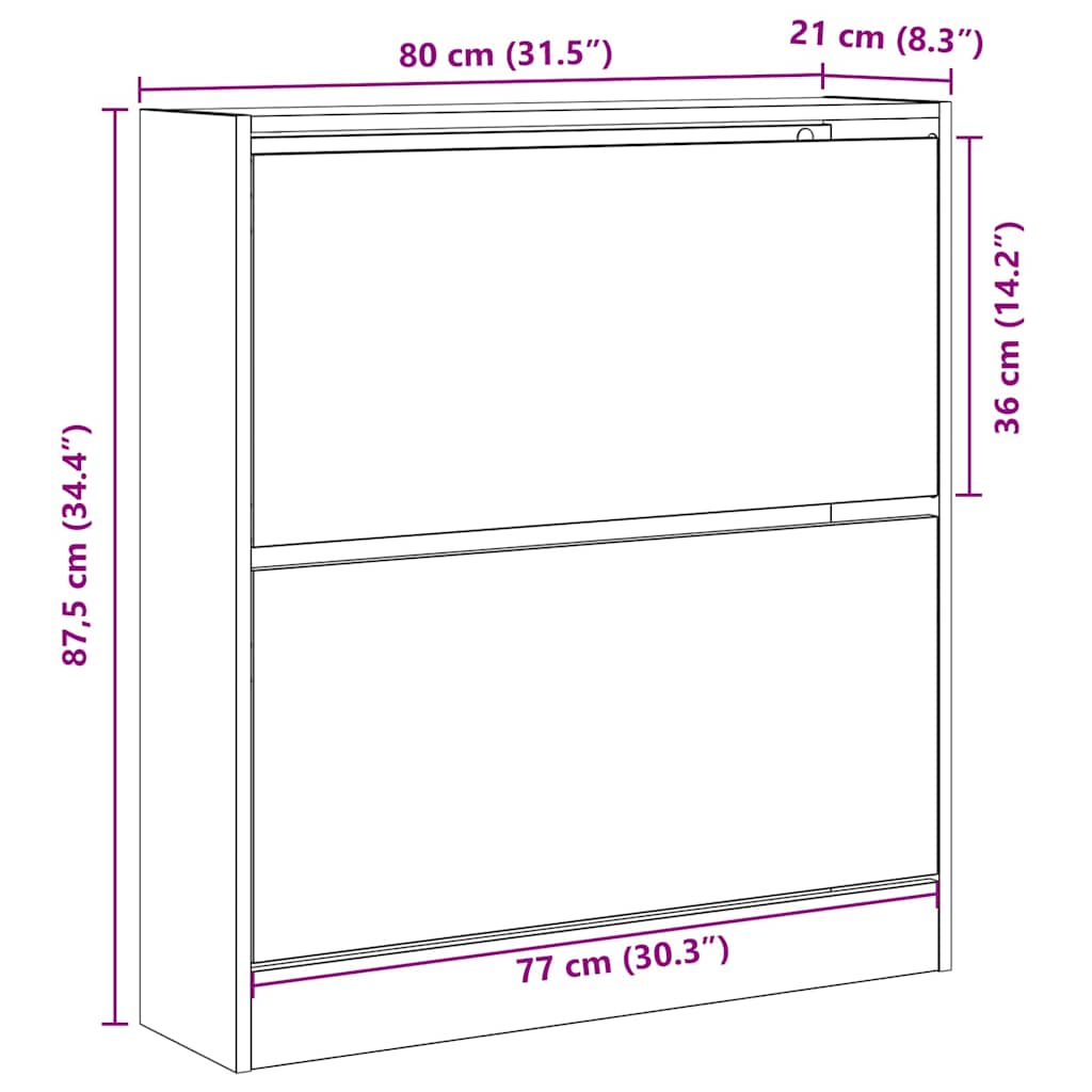 Shoe Cabinet 80 x 21 x 87.5 cm Engineered Wood Smoked Oak