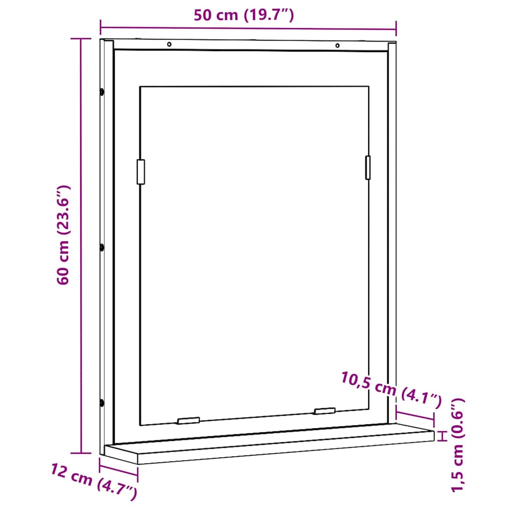 Mirror Old wood 50 x 12 x 60 cm Glass and Engineered Wood