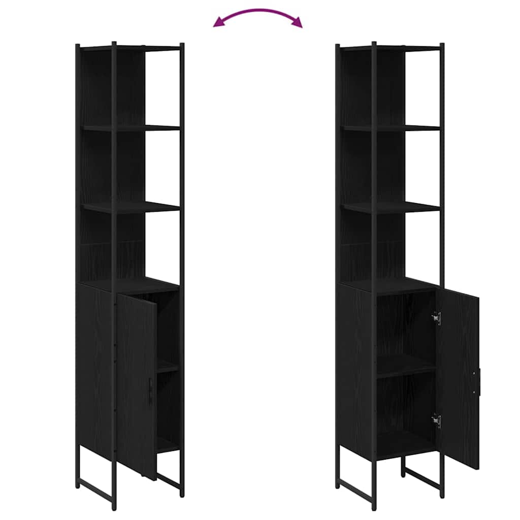 Bathroom Cabinet Black oak 33 x 33 x 185.5 cm Engineered Wood