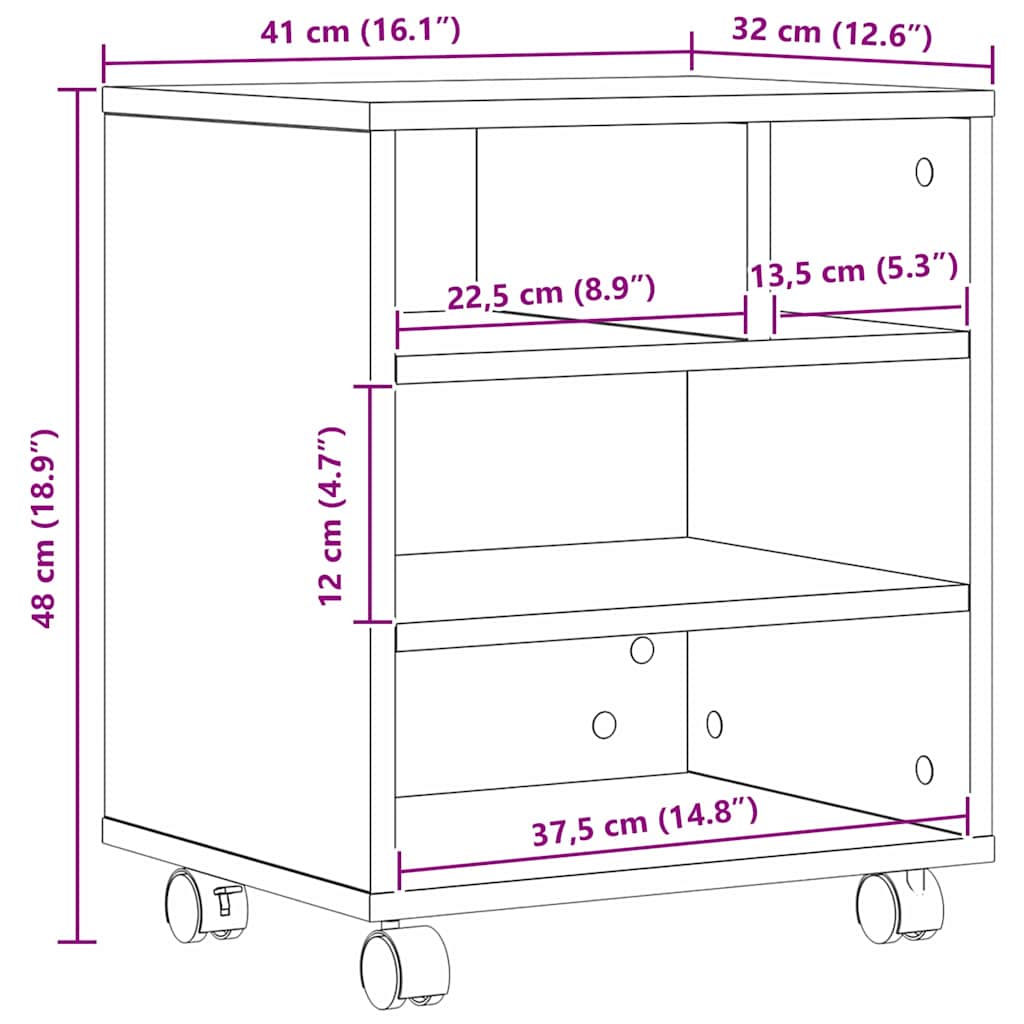 Printer Stand Artisan Oak 41 x 32 x 48 cm Engineered Wood