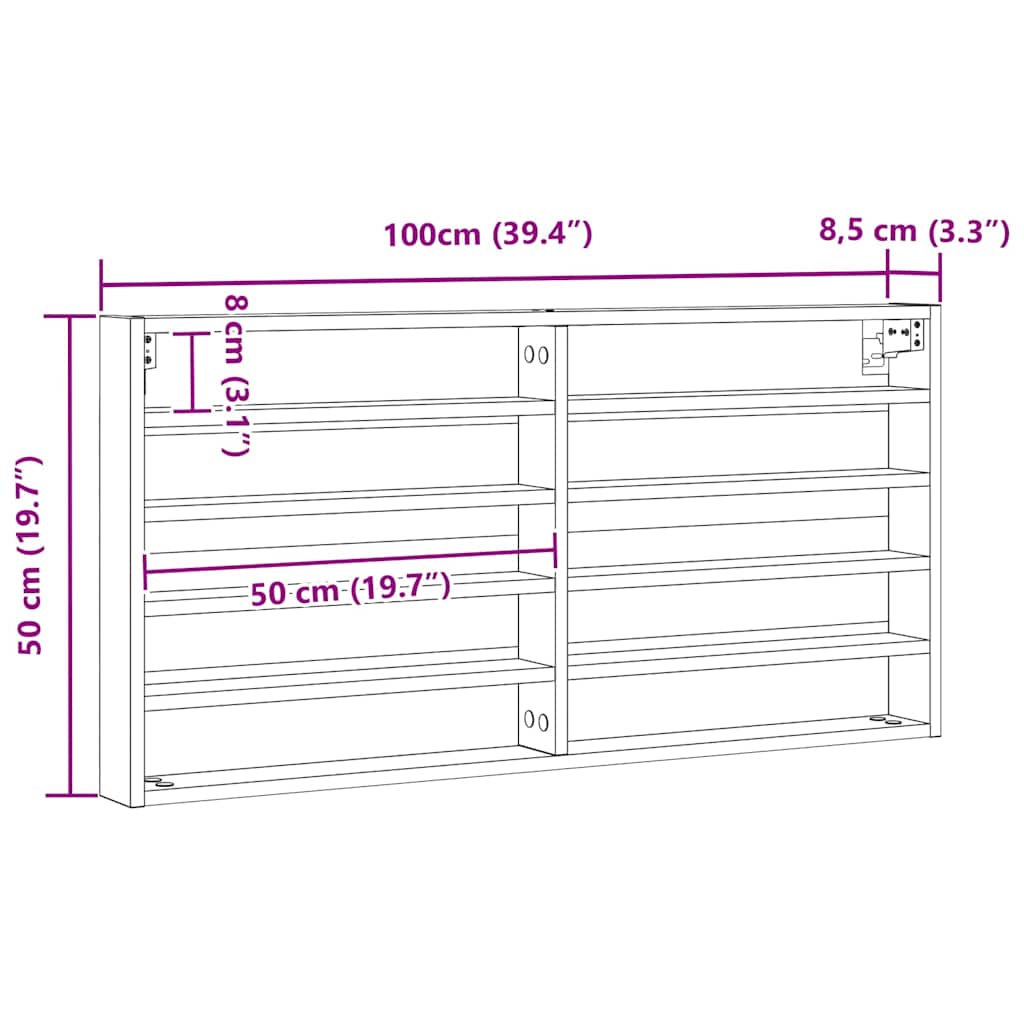 Display Cabinet Wall-Mounted Artisan Oak 100 x 8.5 x 50 cm