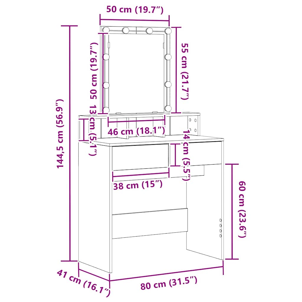 Dressing Table Artisan oak 80 x 41 x 144.5 cm Engineered wood