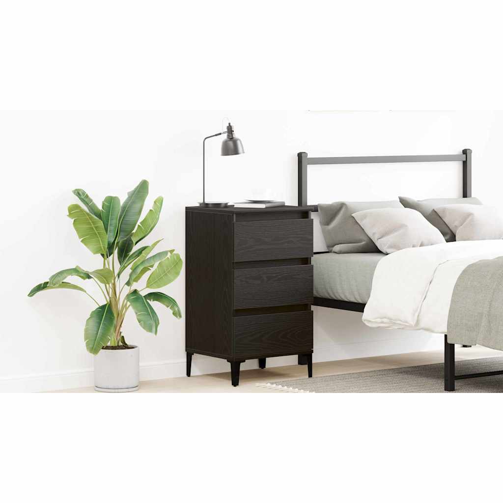 Bedside Cabinet Black Oak 45 x 35 x 44 cm Engineered Wood