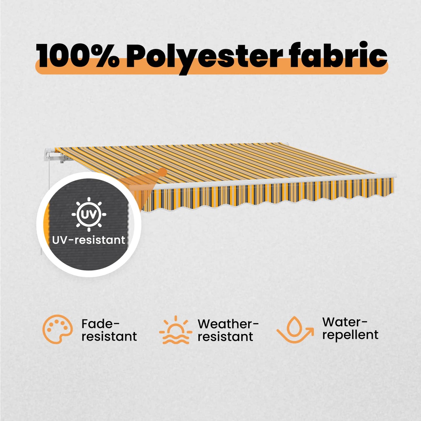 Retractable Awning Yellow and Grey 250 x 200 cm Fabric