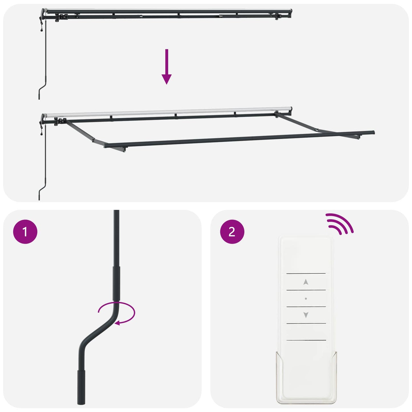 Retractable Awning Retractable Blue and White 350 x 200 cm
