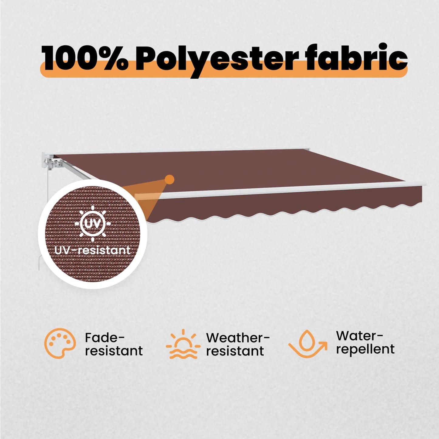 Awning Frame Brown 350 x 200 cm Polyester with PU coating