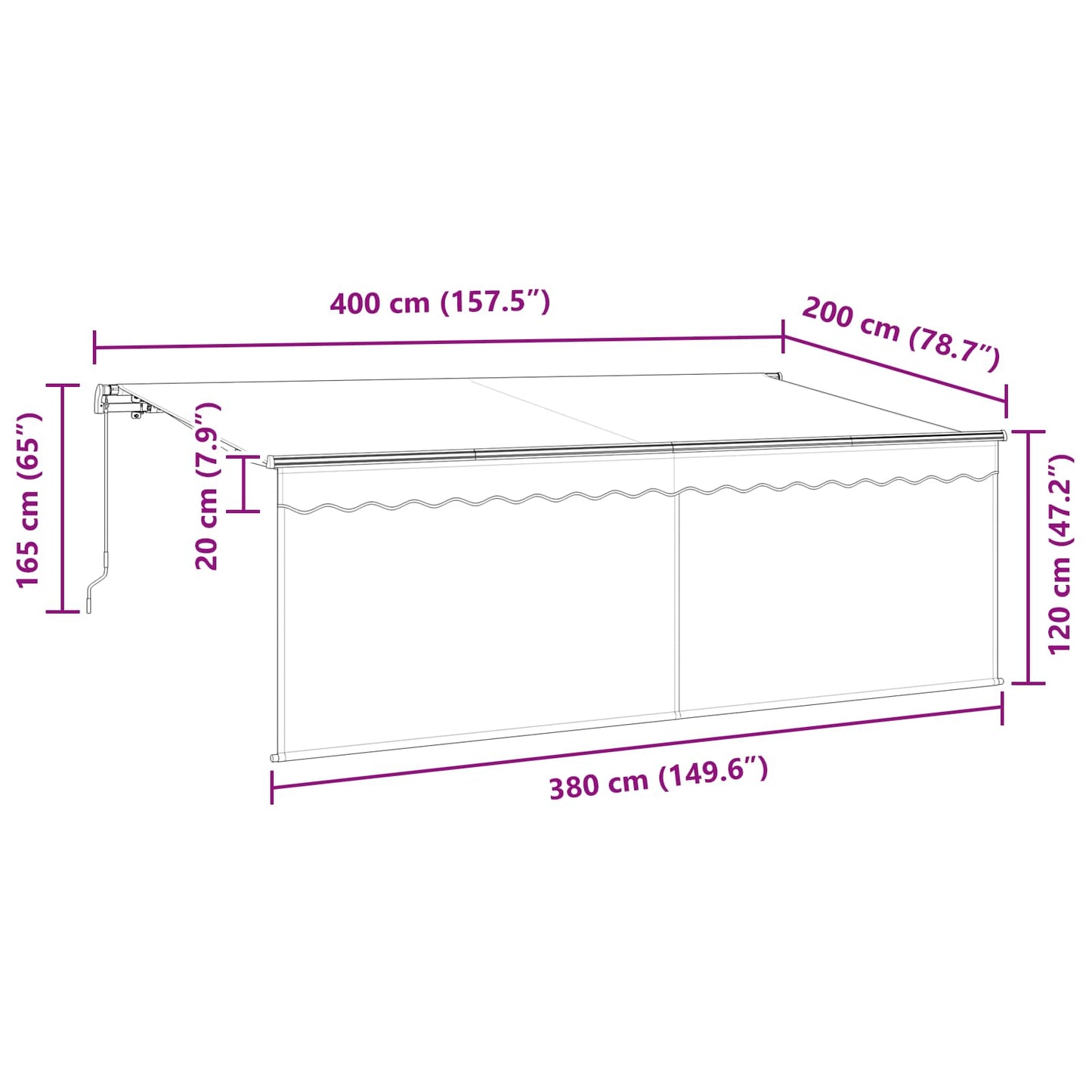 Retractable Awning Retractable Manual Anthracite 400 x 200 cm