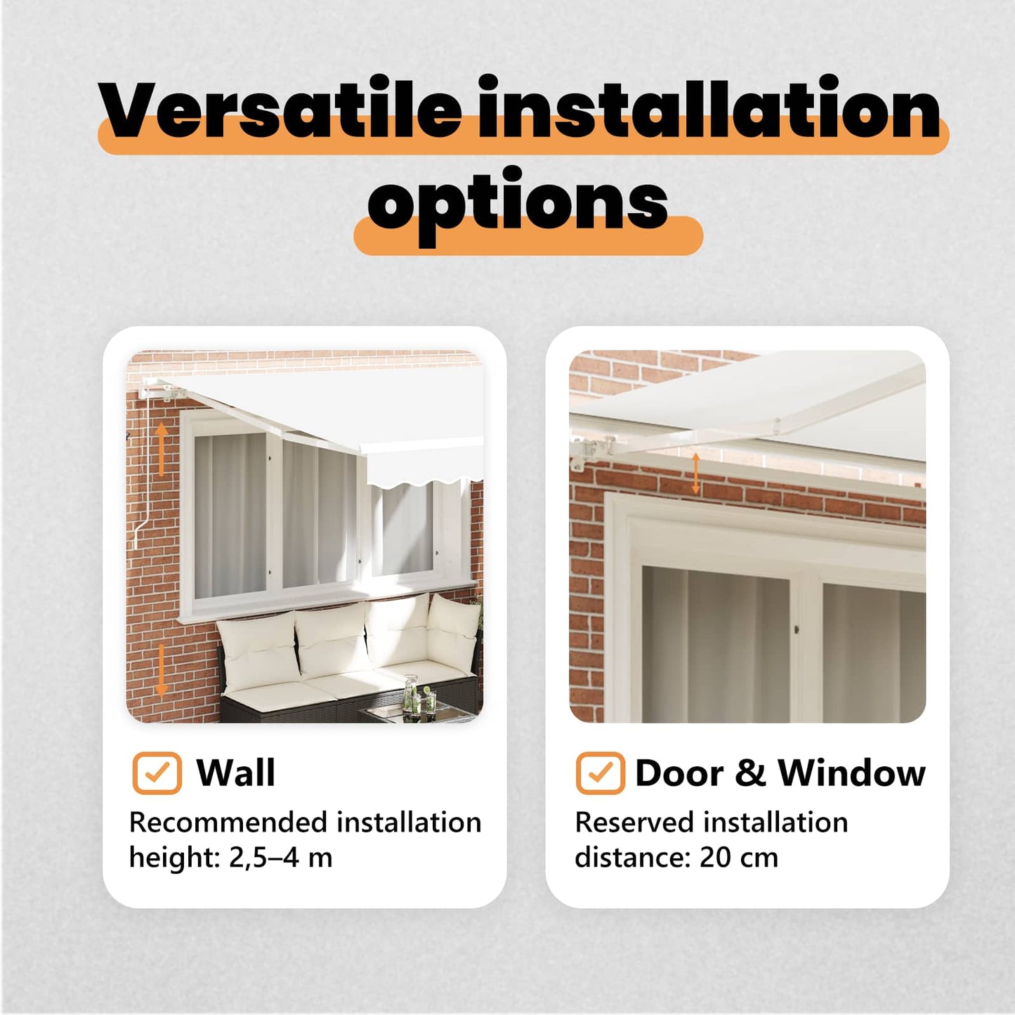 Retractable Awning White 300 x 250 x 165 cm