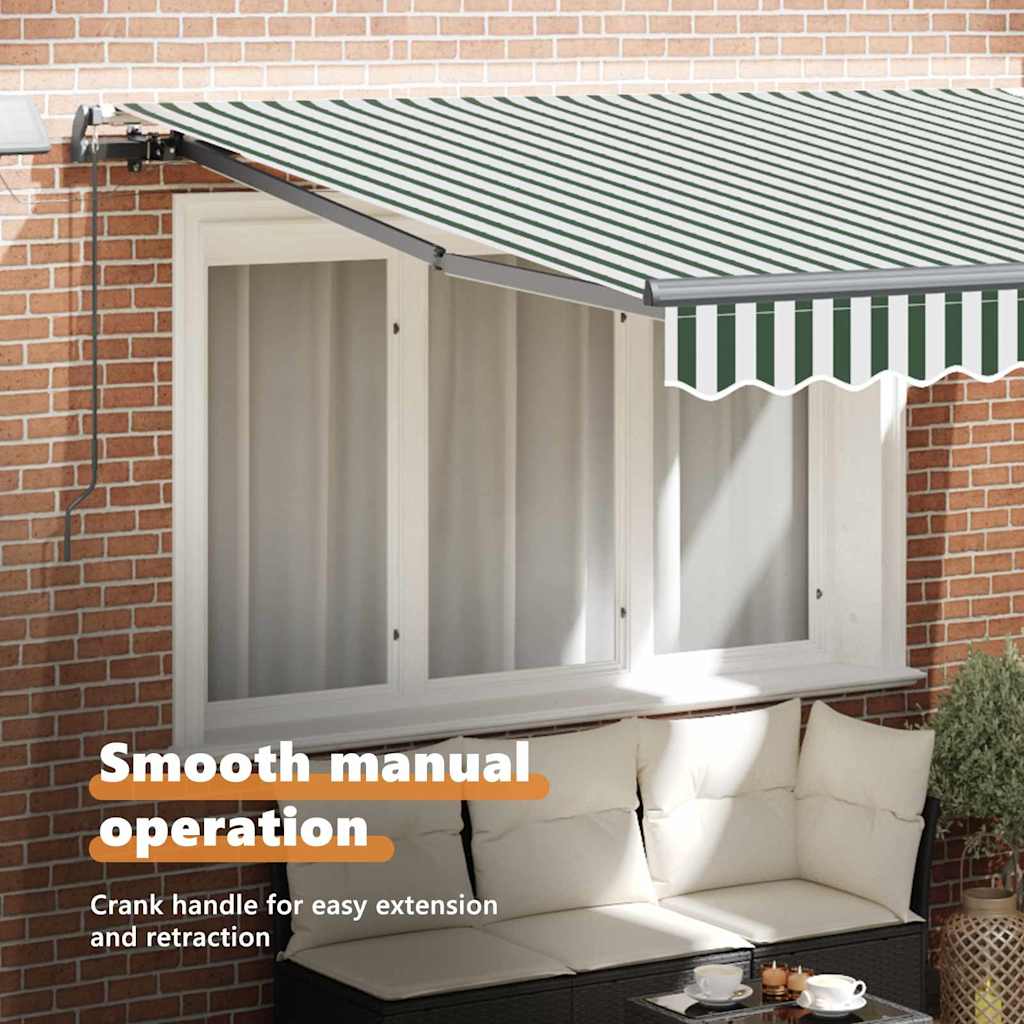 Retractable Awning Green and White 300 x 250 cm