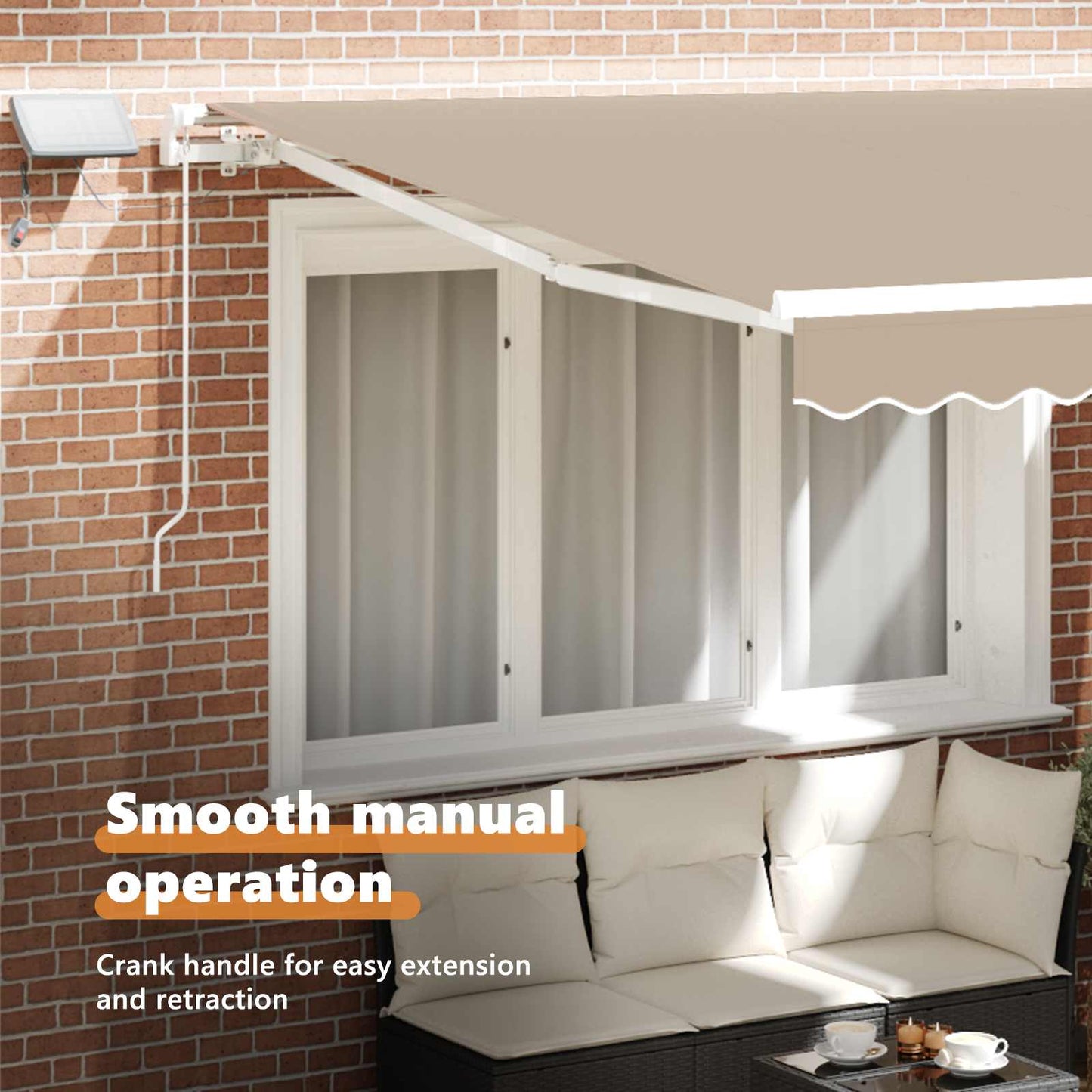 Retractable Awning Beige 350 x 250 cm Fabric and Aluminium