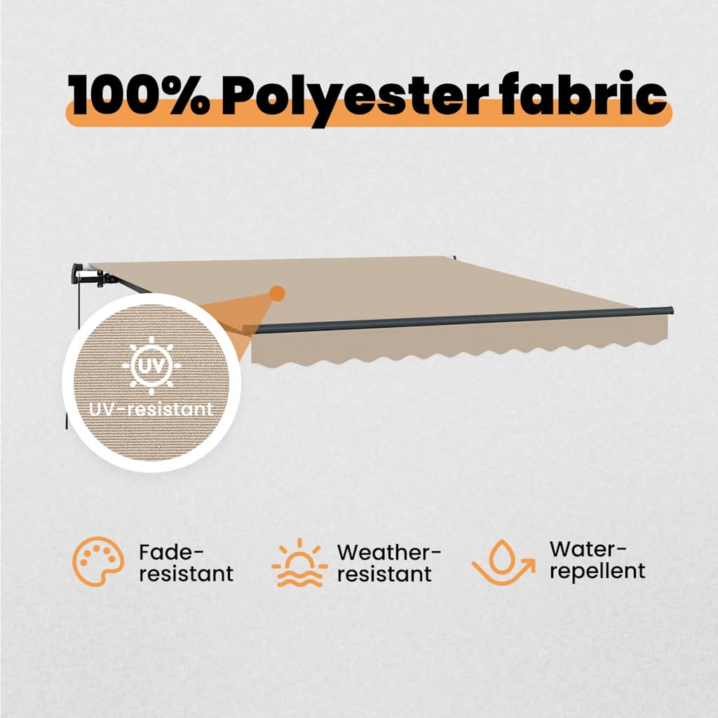 Retractable Awning Beige 350 x 250 cm Polyester and Aluminium