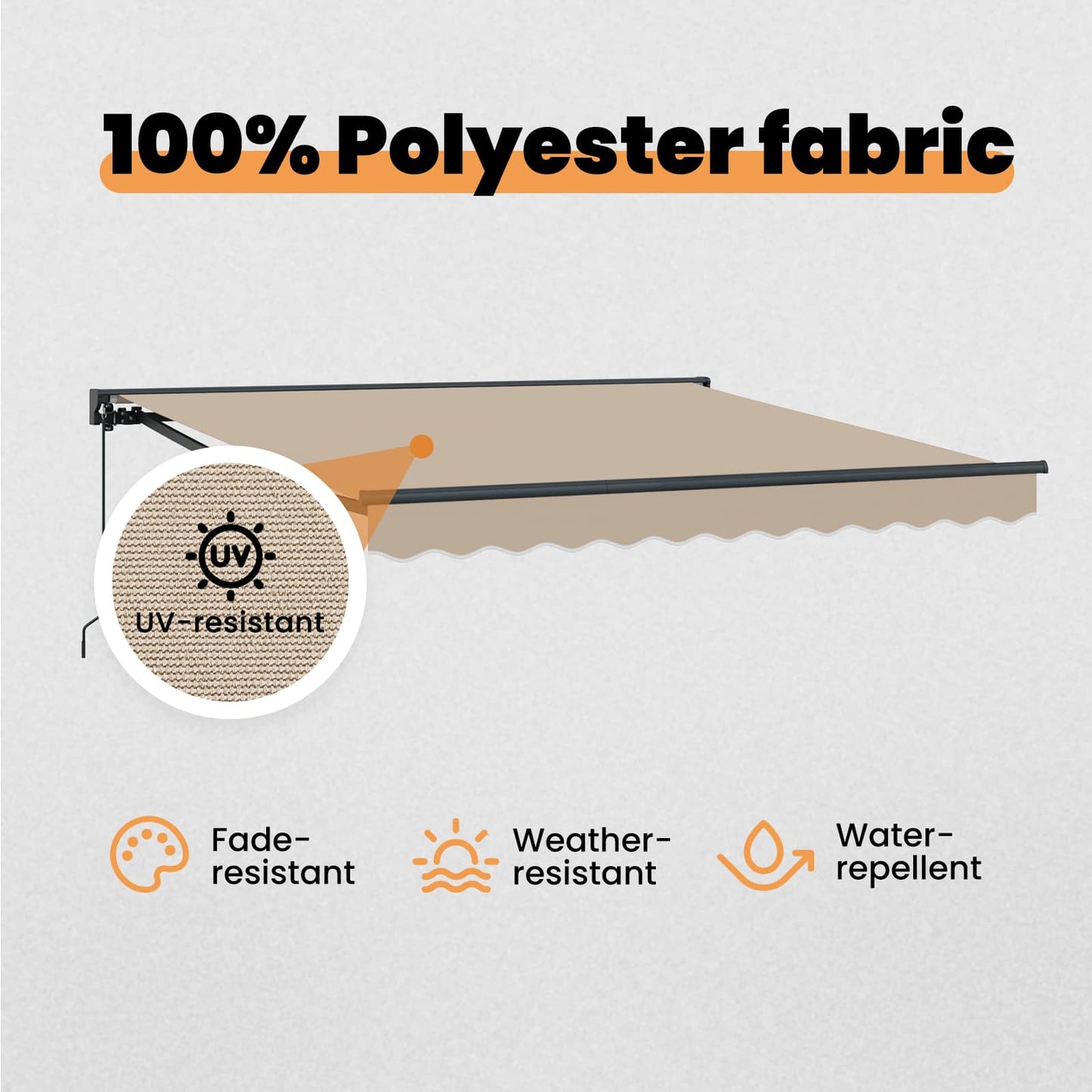Awning Frame Beige 350 x 250 cm Polyester with PU coating