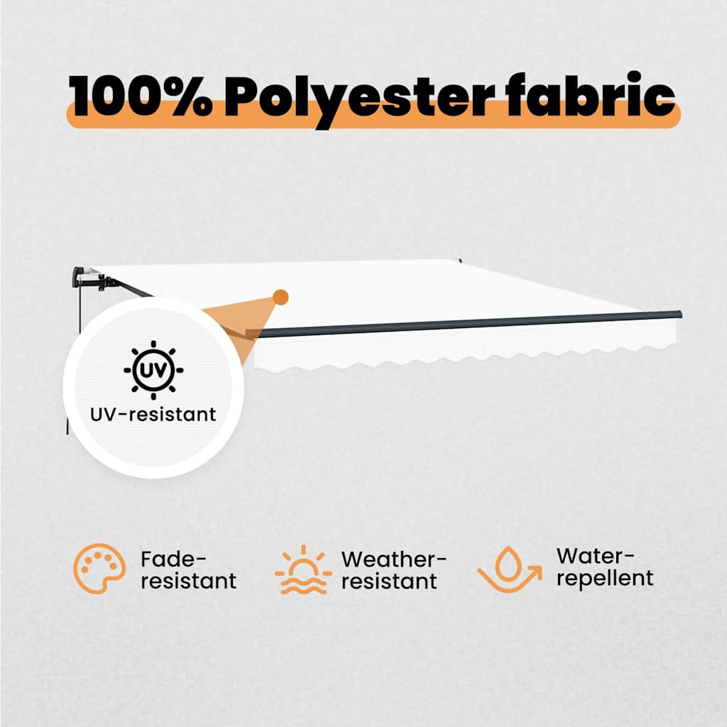 Retractable Awning White 350 x 250 cm Polyester and Aluminium