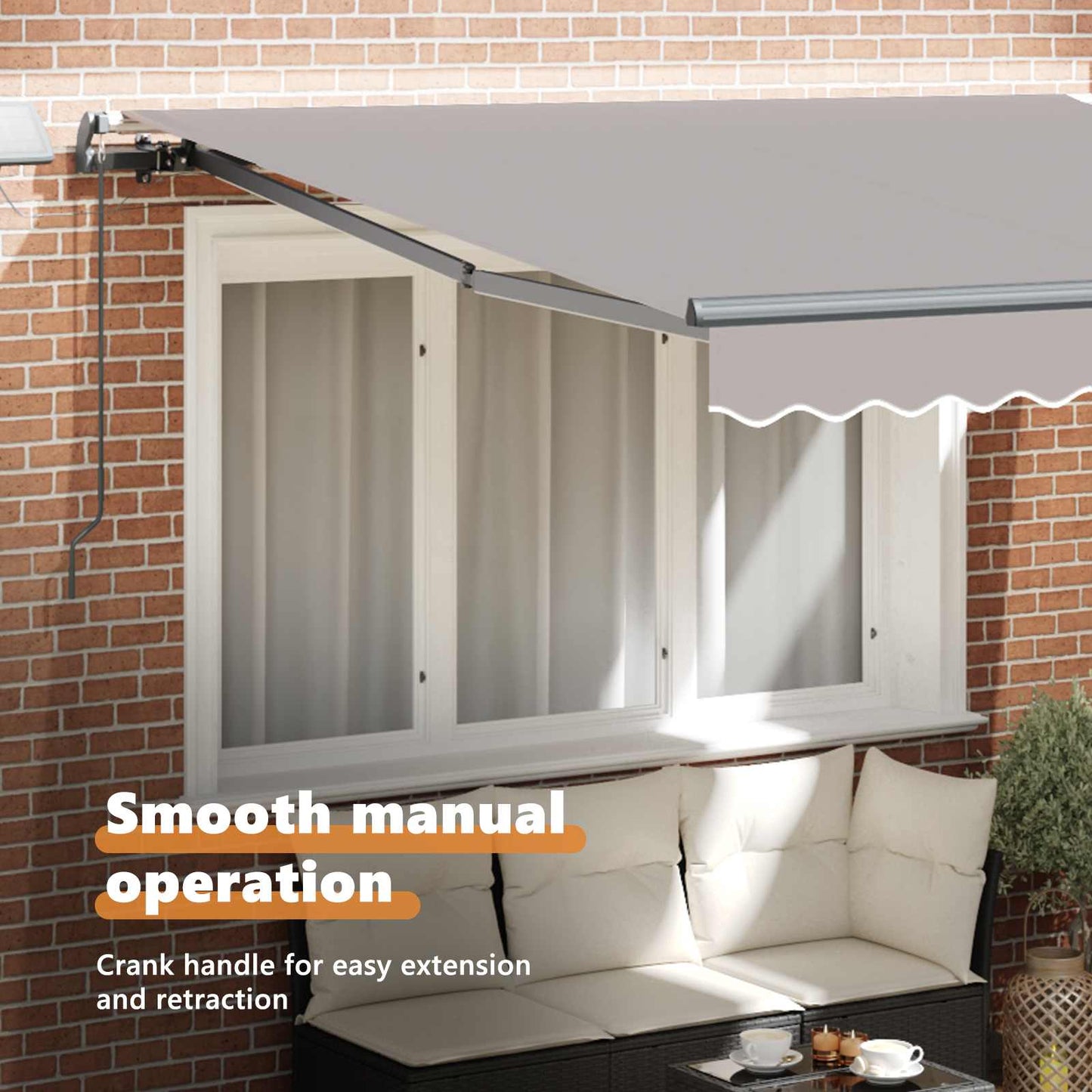 Retractable Awning Light Grey 350 x 250 cm Fabric and Aluminium