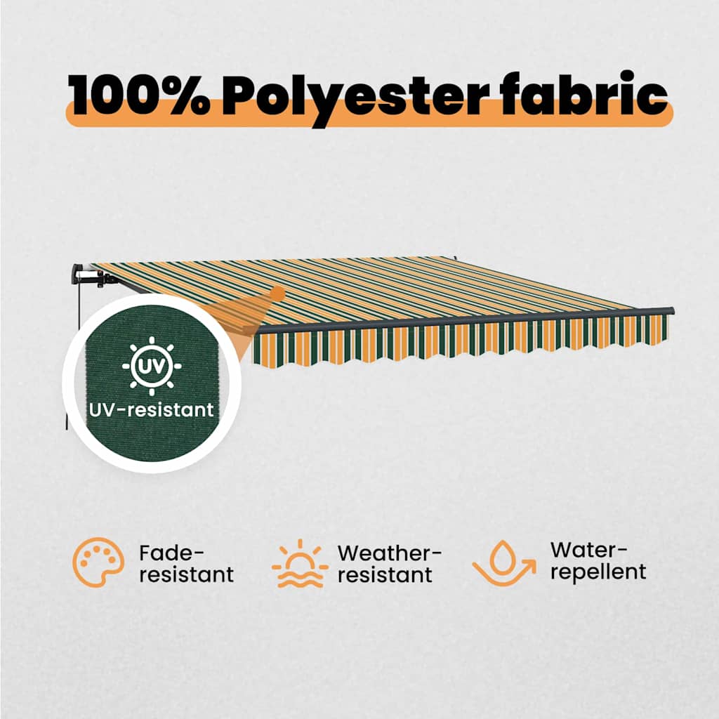 Retractable Awning Green and yellow 350 x 250 cm