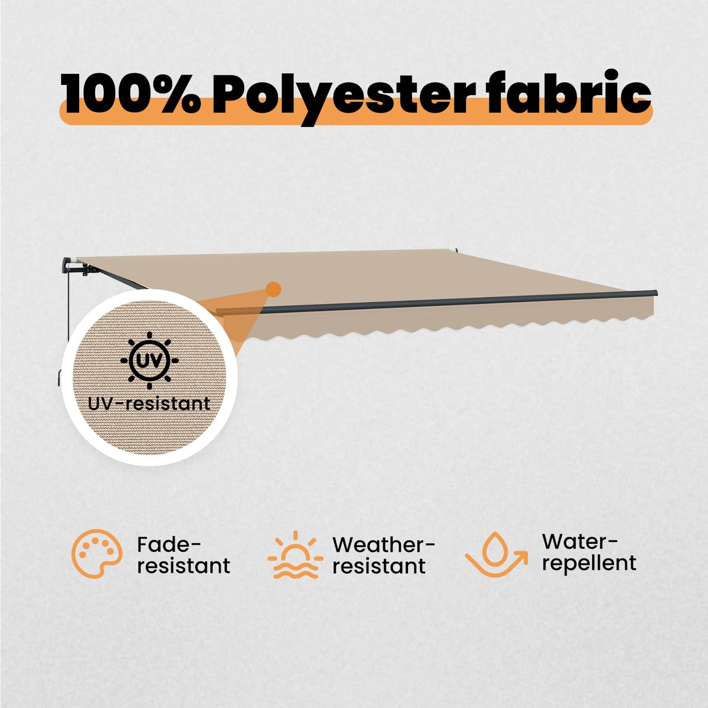Retractable Awning Beige 400 x 350 cm Polyester and Aluminium